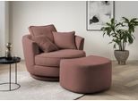Drehsessel HOME AFFAIRE "MAISIE Webvelours, Love Seat XXL Lese-Sessel, Big-Sessel mit Hocker", rosa (altrosa), B:120cm H:86cm T:173cm, Sessel, Drehsessel, Set in MEGA CORD und Web-Velours, drehbar 360 Grad