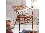 Rattanstuhl SIT "aus Natur-Rattan im Boho-Stil", braun, B:61cm H:79cm T:60cm, Rattan, Stühle, Rattanstuhl, Gefertigt aus ungeschältem Rattan