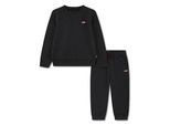 Neugeborenen-Geschenkset LEVI'S KIDS "LVN HOODIE,JOGGER SET", Jungen, Gr. 5 (110), schwarz (jet schwarz), angeraute Sweatware, Obermaterial: 60% Baumwolle, 40% Polyester, KOB Set-Artikel Neugeborenen-Geschenkset, mit kleiner Label-Applikation- Stickerei