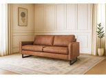 3-Sitzer OTTO HOME "Pinto, 206 cm, Cord, Chenille, Lederoptik", braun (cognac), B:206cm H:85cm T:97cm, Kunstleder (65% Polyester, 35% Lederfasern);Cord (92% Polyester, 8% Polyamide), Sofas, 3-Sitzer, mit Keder, schwarze Metallfüße, Wellenunterfederung