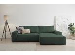 Ecksofa OTTO HOME "SHERWOOD Cord L-Form, 267 cm - OTTO. Verlässliche Qualität.", grün (dunkelgrün), B:267cm H:85cm T:167cm, 100% Polyester, Sofas, Ecksofa, Schlaffunktion mit Bettkasten (210x136 cm), Cord, Vintage, Samtvelours
