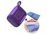 JBL Bluetooth-Lautsprecher "Set: GO 5 + Strandtuch", lila, B:9cm H:5,8cm T:13cm, Lautsprecher, Kompakter, wasserdichter und stoßfester Lautsprecher mit Strandtuch, Bluetooth-Lautsprecher