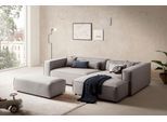 Ecksofa "PIARA XXL Struktur u. Leinenoptik, L-Form, Schlaffunktion", grau (silbergrau), B:288cm H:66cm T:198cm, 100% Polyester, LEGER HOME BY LENA GERCKE, Sofas, Ecksofa, Hocker stellbar zum Schlafsofa (Krokodilverbinder), tiefe Sitzfläche