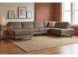 Wohnlandschaft OTTO HOME "Pinto, 350 cm, U-Form, XXL, mit Ottomanen", braun, B:350cm H:85cm T:206cm, 100% Polyester, Sofas, Wohnlandschaft, Cord, Chenille, Lederoptik, mit Keder, Metallfüße, Wellenunterfederung
