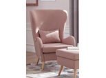 Sessel OTTO HOME "Salla auch in Fellimitat und Feincord, viele Bezugsarten, Ohrensessel", rosa (rosé), B:78cm H:118cm T:94cm, Struktur fein (100% Polyester), Sessel, Sessel, wahlweise mit oder ohne Hocker; großer Sessel: Maße B/T/H: 78/94/118cm