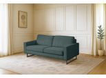 3-Sitzer OTTO HOME "Pinto, 206 cm, Cord, Chenille, Lederoptik", blau (azur), B:206cm H:85cm T:97cm, 92% Polyester, 8% Nylon, Sofas, 3-Sitzer, mit Keder, schwarze Metallfüße, Wellenunterfederung