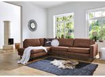 Ecksofa OTTO HOME "Pinto, 290 cm, Cord, Chenille, Lederoptik, Ottomane links / rechts", braun, B:290cm H:85cm T:217cm, Luxus-Microfaser in Lederoptik (100% Polyester);Cord (92% Polyester, 8% Polyamide), Sofas, Ecksofa, mit Keder, schwarze Metallfüße, Wellenunterfederung