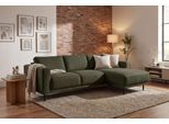 Ecksofa OTTO HOME "Sveeva, L-Form, B.238 cm, schwarze Metallfüße", grün (khaki), B:238cm H:78cm T:142cm, 100% PES, Sofas, Ecksofa, langlebiger Webstoff, mit Wellenunterfederung, viele Farben