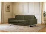 3-Sitzer OTTO HOME "Maxi-Ausführung Pinto, 236 cm, Cord, Chenille, Lederoptik", grün (khaki), B:236cm H:85cm T:97cm, Kunstleder (65% Polyester, 35% Lederfasern);Cord (92% Polyester, 8% Polyamide), Sofas, 3-Sitzer, mit Keder, schwarze Metallfüße, Wellenunterfederung