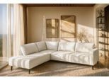 Ecksofa OTTO HOME "Fumone, Lederoptik oder Soft-Touch Chenille", beige (natural), B:260cm H:83cm T:200cm, 90% PES; 10% NY, Sofas, Ecksofa, Breite 260, mit schwarzen Massivholzfüßen