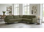Ecksofa OTTO HOME "Pinto, XXL, 250/290 cm, langer Schenkel, Ottomane", grün (khaki), B:290cm H:85cm T:250cm, Luxus-Microfaser in Lederoptik(100% Polyester);Cord (92% Polyester, 8% Polyamide), Sofas, Ecksofa, Cord, Chenille, Lederoptik, mit Keder, Metallfüße, Wellenunterfederung
