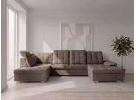Wohnlandschaft WERK2 "Kordula-New Multifunktion Couch, Breite 332cm, bequem, U-Form", beige, B:332cm H:105cm T:217cm, 95% Polyester, 5% Nylon, Sofas, Wohnlandschaft, Sofa in U-Form mit Schlaffunktion & Bettkasten, Schlafcouch