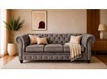 Chesterfield-Sofa OTTO HOME "Chesterfield 3-Sitzer B/T/H: 198/89/74 cm", braun (dunkelbraun), B:198cm H:74cm T:89cm, Luxus-Microfaser Lederoptik (100% Polyester), Sofas, Chesterfield-Sofa, mit hochwertiger Knopfheftung, auch in Leder
