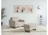 Loveseat OTTO HOME "Pinto 105 cm, Cord, Chenille, Lederoptik", beige (creme), B:105cm H:85cm T:97cm, 100% Polyester, Sessel, Loveseat, mit Keder, Metallfüßen und auch in Cord Bezug erhältlich