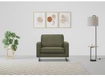 Loveseat OTTO HOME "Pinto 105 cm, Cord, Chenille, Lederoptik", grün (khaki), B:105cm H:85cm T:97cm, Kunstleder (65% Polyester, 35% Lederfasern);Cord (92% Polyester, 8% Polyamide), Sessel, Loveseat, mit Keder, Metallfüßen und auch in Cord Bezug erhältlich