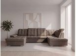 Wohnlandschaft WERK2 "Kordula-New 332 x 217 cm Multifunktion Couch modern und bequem", beige, B:332cm H:105cm T:217cm, 95% Polyester, 5% Nylon, Sofas, Wohnlandschaft, Struktur weich, U-Form, XXL, Sitztiefenverstellung, Schlaffunktion