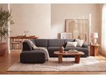 Ecksofa OTTO HOME "Linkka, Breite 282 cm", schwarz (onyx), B:282cm H:75cm T:223cm, 90% PES, 10% Nylon, Sofas, Ecksofa, L-Form, in einem weichen Chenille-Stoff, mit Wellenunterfederung