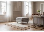 Polsterhocker OTTO HOME "Pinto Skandi", grau (silber grau), B:76cm H:45cm T:56cm, 100% Polyester, Hocker, Polsterhocker, mit Keder, Massivholzfüße Eiche geräuchert