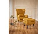 Sessel OTTO HOME "Salla auch in Fellimitat und Feincord, viele Bezugsarten, Ohrensessel", gelb, H:118cm T:94cm, Samtcord (92% Polyester 8% Polyamid), Sessel, Sessel, wahlweise mit oder ohne Hocker; großer Sessel: Maße B/T/H: 78/94/118cm