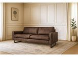 3-Sitzer OTTO HOME "Maxi-Ausführung Pinto, 236 cm, Cord, Chenille, Lederoptik", braun, B:236cm H:85cm T:97cm, Kunstleder (65% Polyester, 35% Lederfasern);Cord (92% Polyester, 8% Polyamide), Sofas, 3-Sitzer, mit Keder, schwarze Metallfüße, Wellenunterfederung