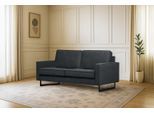 2-Sitzer OTTO HOME "Pinto, 166 cm, Cord, Chenille, Lederoptik", blau (rauchblau), B:166cm H:85cm T:97cm, Luxus-Microfaser (100% Polyester);Cord (92% Polyester, 8% Polyamide), Sofas, 2-Sitzer, mit Keder, schwarze Metallfüße, Wellenunterfederung