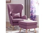 Sessel OTTO HOME "Salla auch in Fellimitat und Feincord, viele Bezugsarten, Ohrensessel", lila, B:78cm H:118cm T:94cm, Struktur fein (100% Polyester), Sessel, Sessel, wahlweise mit oder ohne Hocker; großer Sessel: Maße B/T/H: 78/94/118cm