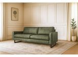 3-Sitzer OTTO HOME "Maxi-Ausführung Pinto, 236 cm, Cord, Chenille, Lederoptik", grün, B:236cm H:85cm T:97cm, Kunstleder (65% Polyester, 35% Lederfasern);Cord (92% Polyester, 8% Polyamide), Sofas, 3-Sitzer, mit Keder, schwarze Metallfüße, Wellenunterfederung