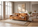 3-Sitzer OTTO HOME "Pinto Skandi,Maxi-Ausführung, 236 cm, Chenille, Struktur", orange (brick rot), B:236cm H:89cm T:97cm, 100% Polyester, Sofas, 3-Sitzer, mit Keder, Massivholzfüße Eiche geräuchert, Wellenunterfederung