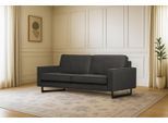 3-Sitzer OTTO HOME "Pinto, 206 cm, Cord, Chenille, Lederoptik", grau (dunkelgrau), B:206cm H:85cm T:97cm, Kunstleder (65% Polyester, 35% Lederfasern);Cord (92% Polyester, 8% Polyamide), Sofas, mit Keder, schwarze Metallfüße, Wellenunterfederung