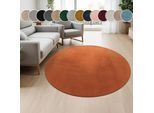 Teppich PACO HOME "Cadiz 630", rosa (kupfer), H:14mm Ø:120cm, Polyester, Teppiche, Teppich, Uni-Farben, besonders weich, waschbar, auch als Läufer erhältlich