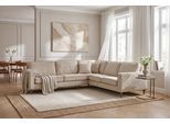 Ecksofa OTTO HOME "Pinto Skandi, 290 cm, Chenille, Struktur, Ottomane links / rechts", beige (creme), B:290cm H:89cm T:250cm, 100% Polyester, Sofas, Ecksofa, mit Keder, Massivholzfüße Eiche geräuchert, Wellenunterfederung
