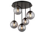 GLOBO LIGHTING Deckenleuchte "HARMON", schwarz (schwarz matt), 5, Ø 15cm H: 51cm, 1 Stk., Leuchten, Deckenleuchte mit Glaskugeln, modern, stilvoll & edel, Deckenleuchte