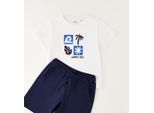 Shorts IDO "BABY BOY SUMMER SET", Mädchen, Gr. 12M, EURO-Größen, blau (optical weiß), 100% Baumwolle, Hosen Shorts