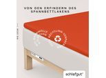 Spannbettlaken SCHLAFGUT "PURE TOPPER Bio-Baumwolle mit Elasthan 170 g/m² für Topper bis 10 cm", rot (rot mid), 1 Stk., Jersey-Elasthan, 180-200x200-220 10cm, Jersey-Elasthan, Obermaterial: 95% Baumwolle, 5% Elasthan, Bettlaken, Spannbettlaken, PREMIUM Laken für Matratzen bis 10 cm Höhe, dehnbar, blickdicht