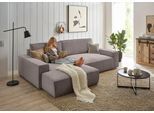 Ecksofa OTTO HOME "SHERWOOD XXL Cord 284, Big-Sofa L-Form, tiefe Sitzfläche 95 cm", grau (greige), B:284cm H:90cm T:195cm, 100% Polyester, Sofas, Ecksofa, Recamiere rechts/links, als Schlafsofa stellbar, Cord u. Leinenoptik
