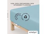 Spannbettlaken SCHLAFGUT "PURE BOXSPRING Bio-Baumwolle mit Elasthan, 170 g/m², Bettlaken", blau (blau light), 1 Stk., Jersey-Elasthan, 140-160x200-220 40cm, Jersey-Elasthan, Obermaterial: 95% Baumwolle, 5% Elasthan, Bettlaken, Spannbettlaken, PREMIUM Boxspringbett Laken bis 40 cm Höhe, dehnbar blickdicht, straff