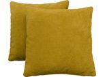 Dekokissen OTTO HOME "Saltum", gelb (senfgelb, unifarben), B:40cm H:40cm, Polyester, Dekokissen_Sitzkissen_Kissenhüllen, Dekokissen mit Füllung, Sofakissen 2er Set 40x40cm