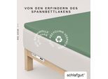 Spannbettlaken SCHLAFGUT "PURE TOPPER Bio-Baumwolle mit Elasthan 170 g/m² für Topper bis 10 cm", grün (grün mid), 1 Stk., Jersey-Elasthan, 180-200x200-220 10cm, Jersey-Elasthan, Obermaterial: 95% Baumwolle, 5% Elasthan, Bettlaken, Spannbettlaken, PREMIUM Laken für Matratzen bis 10 cm Höhe, dehnbar, blickdicht