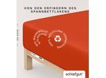 Spannbettlaken SCHLAFGUT "PURE BOXSPRING Bio-Baumwolle mit Elasthan, 170 g/m², Bettlaken", rot (rot mid), 1 Stk., Jersey-Elasthan, 180-200x200-220 40cm, Jersey-Elasthan, Obermaterial: 95% Baumwolle, 5% Elasthan, Bettlaken, Spannbettlaken, PREMIUM Boxspringbett Laken bis 40 cm Höhe, dehnbar blickdicht, straff