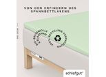 Spannbettlaken SCHLAFGUT "PURE TOPPER Bio-Baumwolle mit Elasthan 170 g/m² für Topper bis 10 cm", grün (grün light), 1 Stk., Jersey-Elasthan, 120-130x200-220 10cm, Jersey-Elasthan, Obermaterial: 95% Baumwolle, 5% Elasthan, Bettlaken, Spannbettlaken, PREMIUM Laken für Matratzen bis 10 cm Höhe, dehnbar, blickdicht