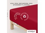 Spannbettlaken SCHLAFGUT "PURE BOXSPRING Bio-Baumwolle mit Elasthan, 170 g/m², Bettlaken", rot (rot deep), 1 Stk., Jersey-Elasthan, 140-160x200-220 40cm, Jersey-Elasthan, Obermaterial: 95% Baumwolle, 5% Elasthan, Bettlaken, Spannbettlaken, PREMIUM Boxspringbett Laken bis 40 cm Höhe, dehnbar blickdicht, straff