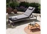 Ambia Garden Gartenliege, Anthrazit, Metall, Textil, Füllung: Schaumstoff,Schaumstoff, Polyester, 199x30x67 cm, Gartenmöbel, Gartenliegen