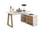 Stylife Eckschreibtisch, Weiß, Eiche Artisan, Holzwerkstoff, 3 Schublade(n) Schubladen, Kufe, 120x75x135 cm, Stauraum, seitenverkehrt montierbar, Arbeitszimmer, Schreibtische, Eckschreibtische