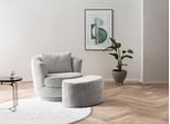 Drehsessel HOME AFFAIRE "MAISIE Cord, Love Seat,Lese-Sessel,Sessel-Set, mit Hocker", grau (hellgrau), B:95cm H:77cm T:133cm, Sessel, Drehsessel, in MEGA CORD und Web-Velours, drehbar 360 Grad mit Hocker