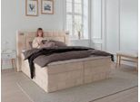 Boxbett OTTO HOME "PHILLIPA", beige, B:195cm L:210cm, Holz teilmassiv, Holzwerkstoff, Spanplatte, Komplettbetten, Boxbett, inkl. Kaltschaum-Topper, in verschiedenen Farben erhältlich