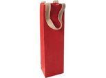 Sigel Flaschentasche Red Coco, Grösse S, mit Bodeneinlage und breiten Jutegriffen, L 80 x B 100 x H 355 mm, Jutefaserpapier, rot, 5 Stück