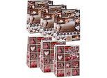 TSI Geschenktüten Set Serie 9, 6-teilig, 3 x Motiv „Christmas Decorations“/3 x Motiv „Christmas Accessoires“, PP-Folie, farbsortiert