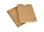 Falken Klemmbrett ClipBox Pure Nature, A4, für 50 Blatt, Verschlussgummis, Beschriftungsfeld, FSC®-Buchbinderpappe und Metall, naturbraun, 1 Stück