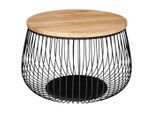 Novel Couchtisch, Natur, Schwarz, Holz, Metall, Holzwerkstoff, Eiche, massiv, rund, zylindrisch, 70x45x70 cm, Wohnzimmer, Wohnzimmertische, Couchtische, Couchtische Metall