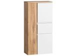 Held Midischrank, Weiß, Eiche Wotan, Kunststoff, 1 Schublade(n) Schubladen, 65x130x35 cm, Made in Germany, hängend, stehend, Badezimmer, Badezimmerschränke, Midischränke